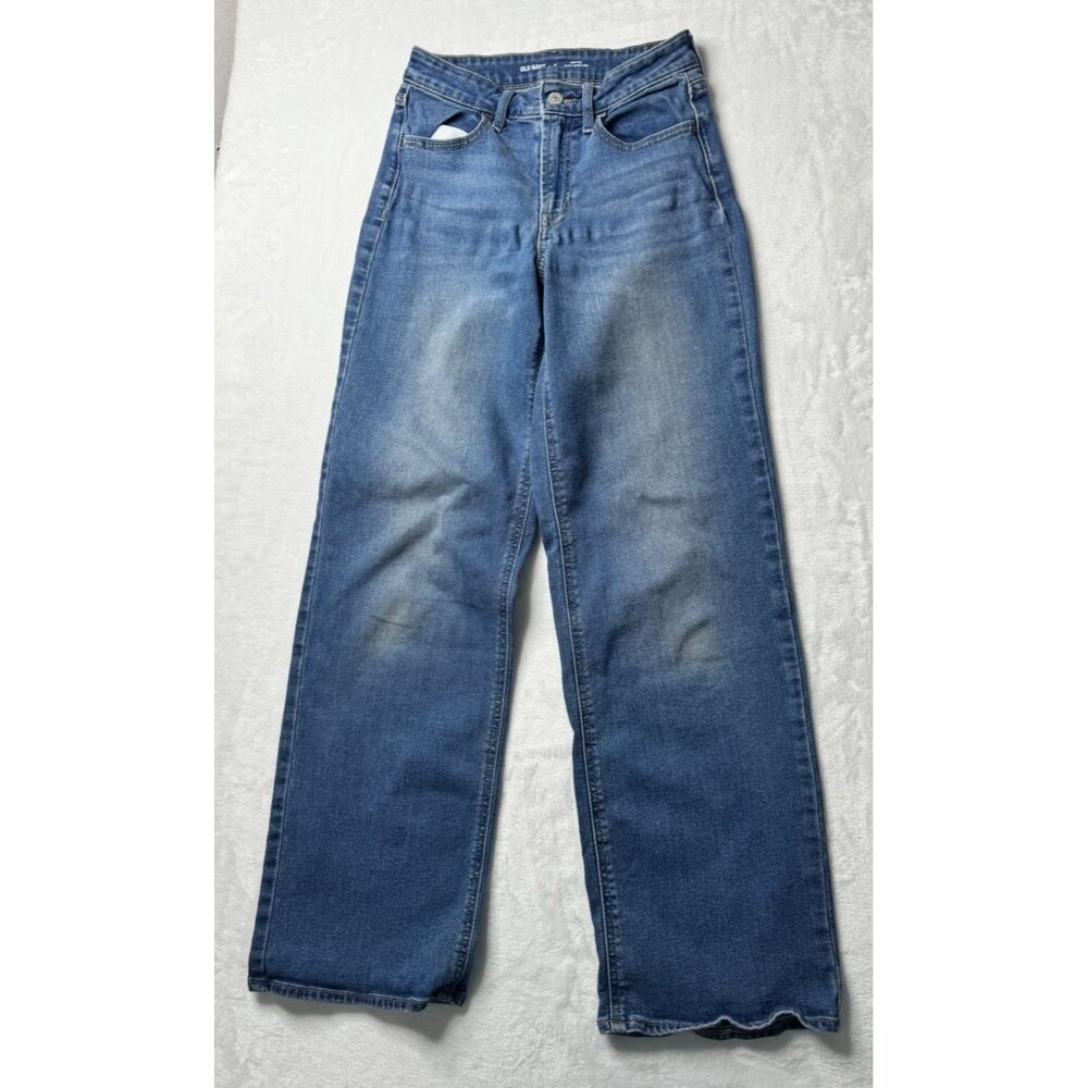 Old Navy Size 0 Womens Jeans High Rise WOW Wide Leg Med Wash Stretch